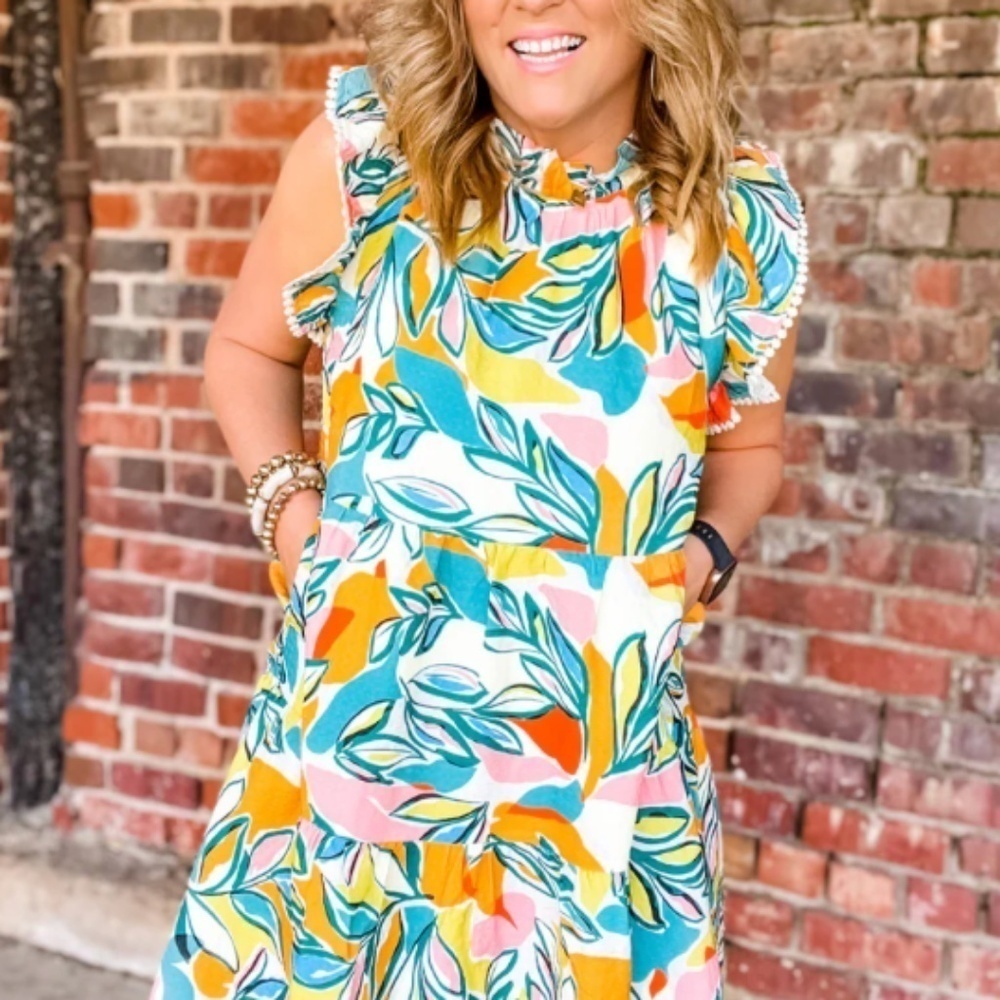 THML abstract floral tiered dress, S. CB2147